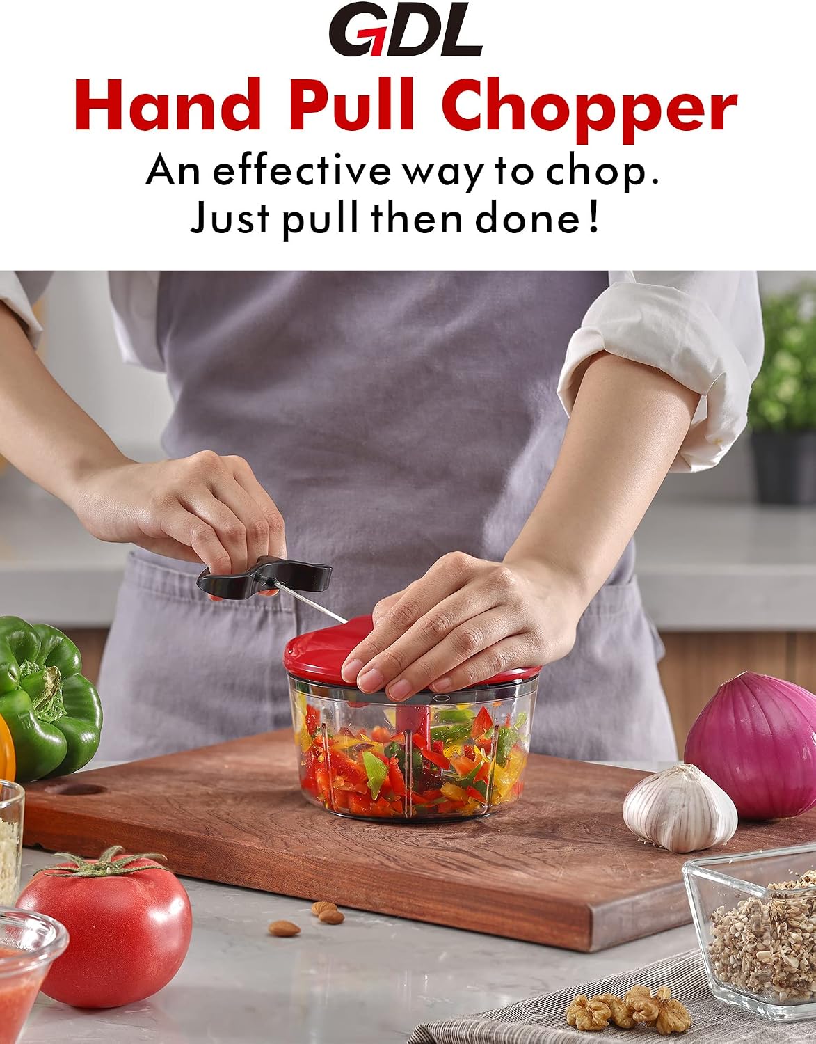 Food Chopper, Vegetable Chopper, Pull String Onion Chopper Dicer, 800ML
