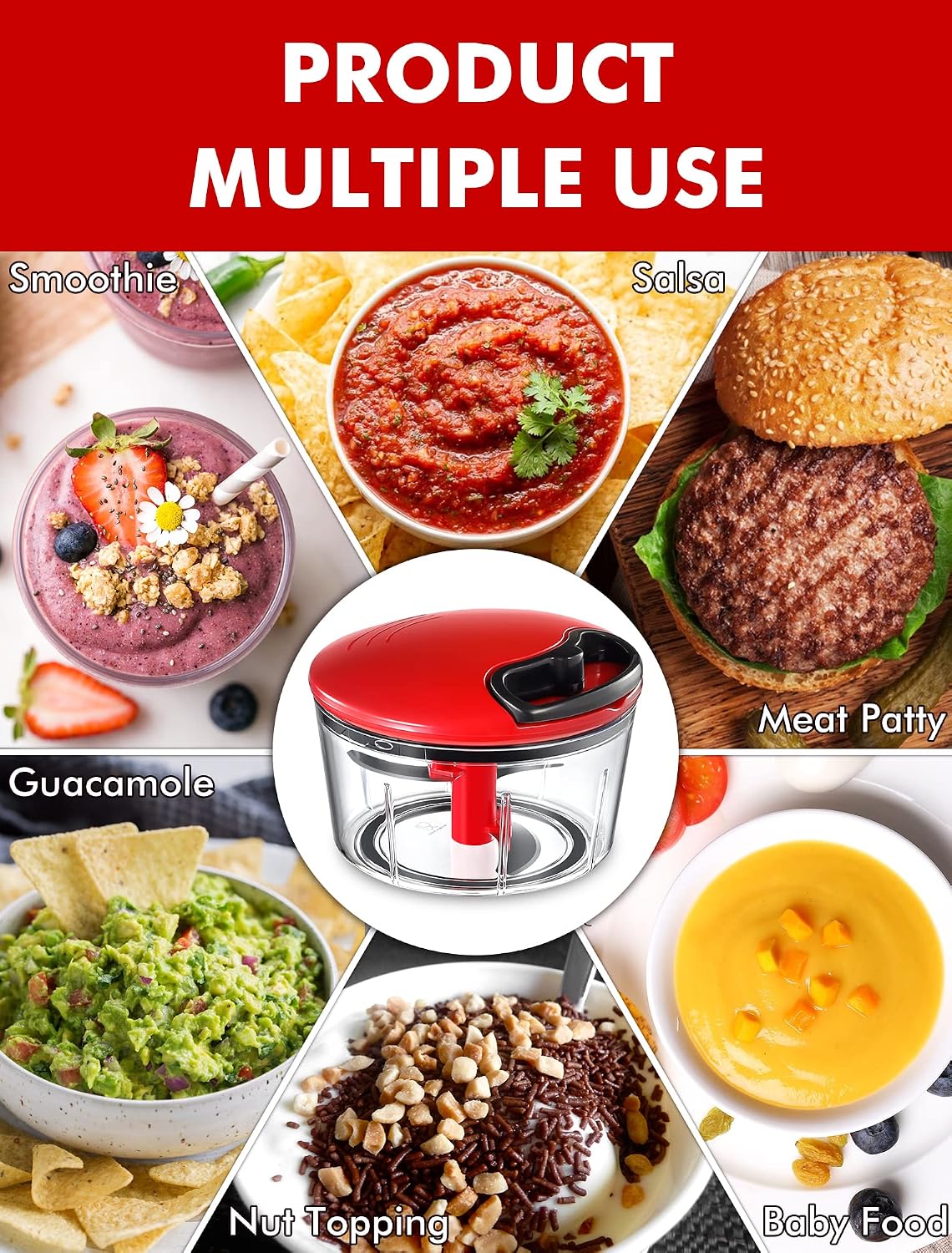 Food Chopper, Vegetable Chopper, Pull String Onion Chopper Dicer, 800ML