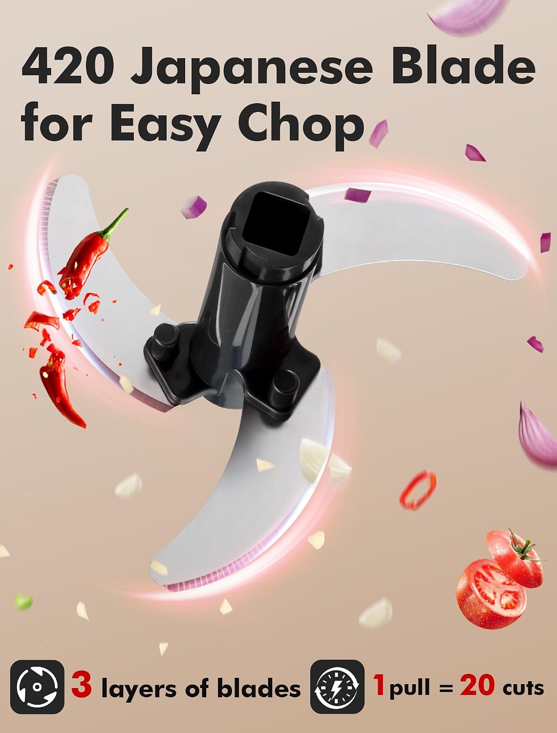 Food Chopper, Vegetable Chopper, Pull String Onion Chopper Dicer, 800ML