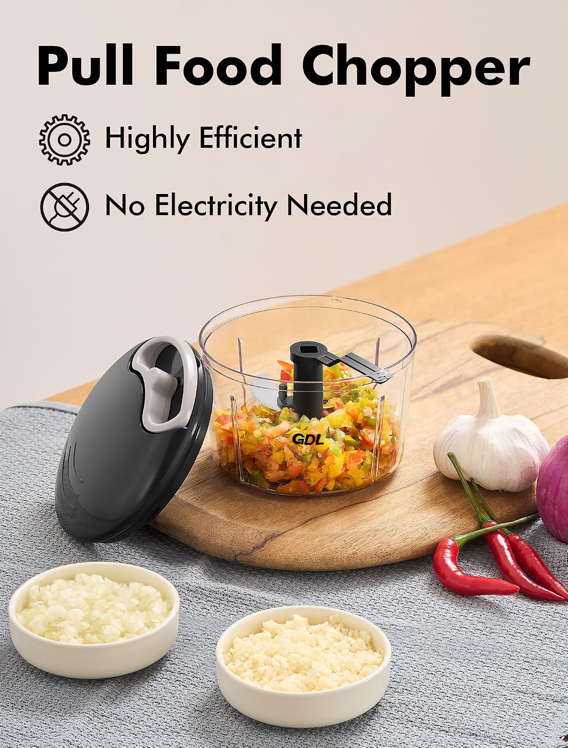Food Chopper, Vegetable Chopper, Pull String Onion Chopper Dicer, 800ML