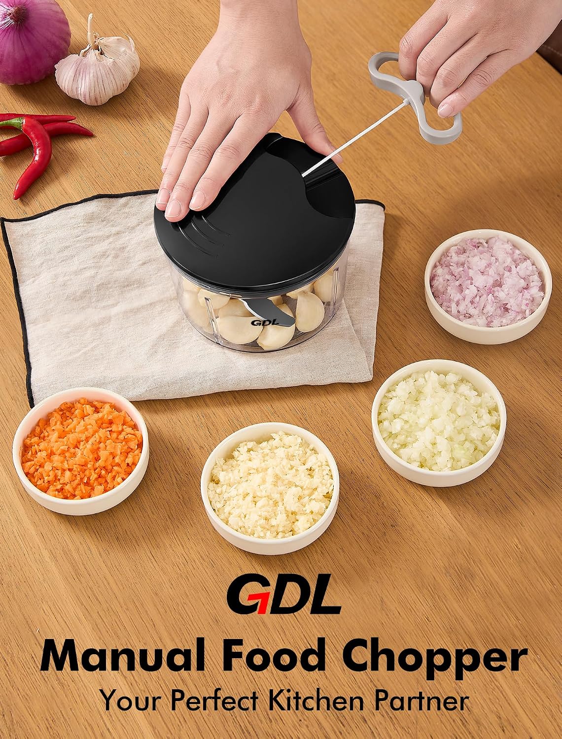 Food Chopper, Vegetable Chopper, Pull String Onion Chopper Dicer, 800ML