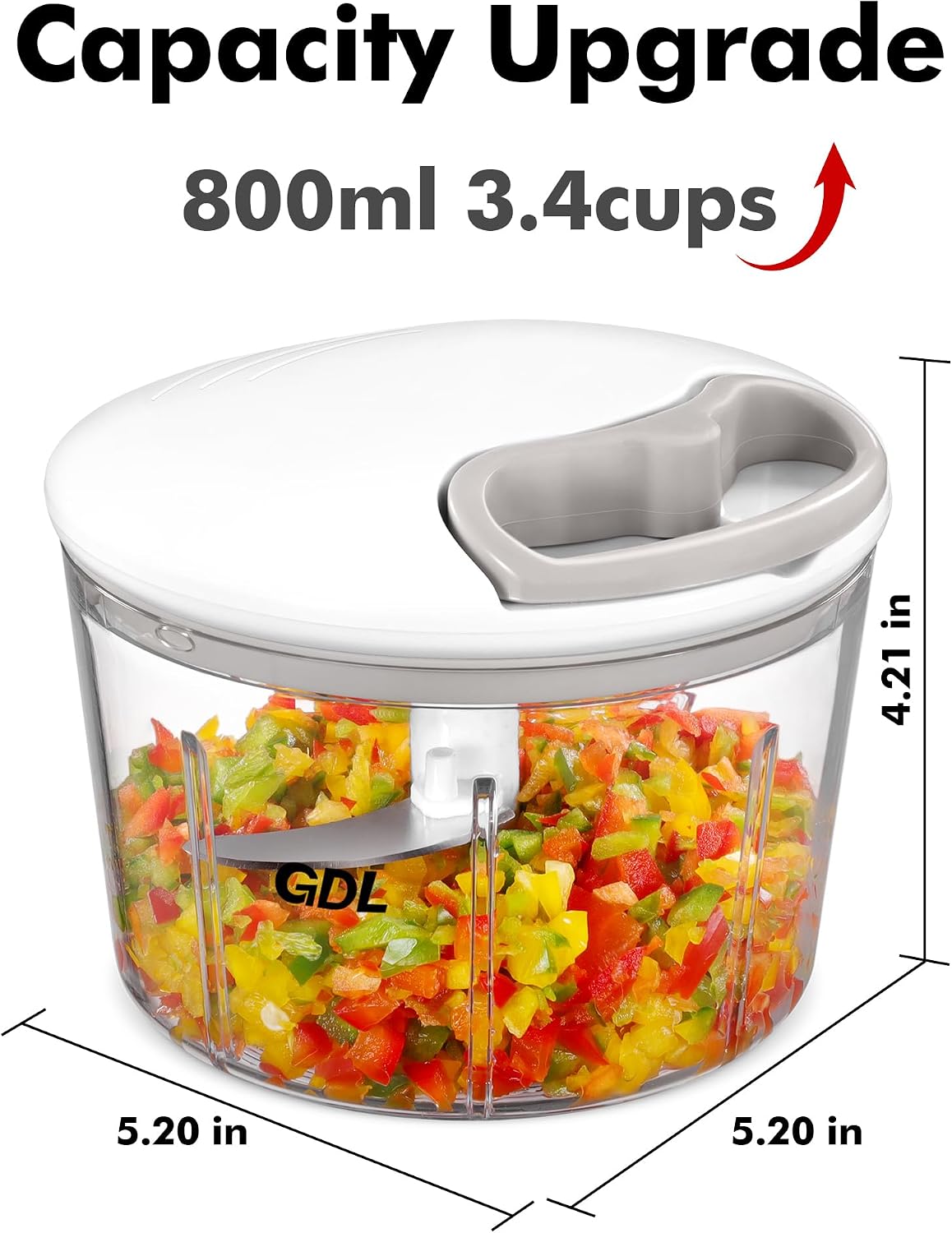 Food Chopper, Vegetable Chopper, Pull String Onion Chopper Dicer, 800ML