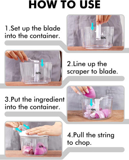 Food Chopper, Vegetable Chopper, Pull String Onion Chopper Dicer, 800ML