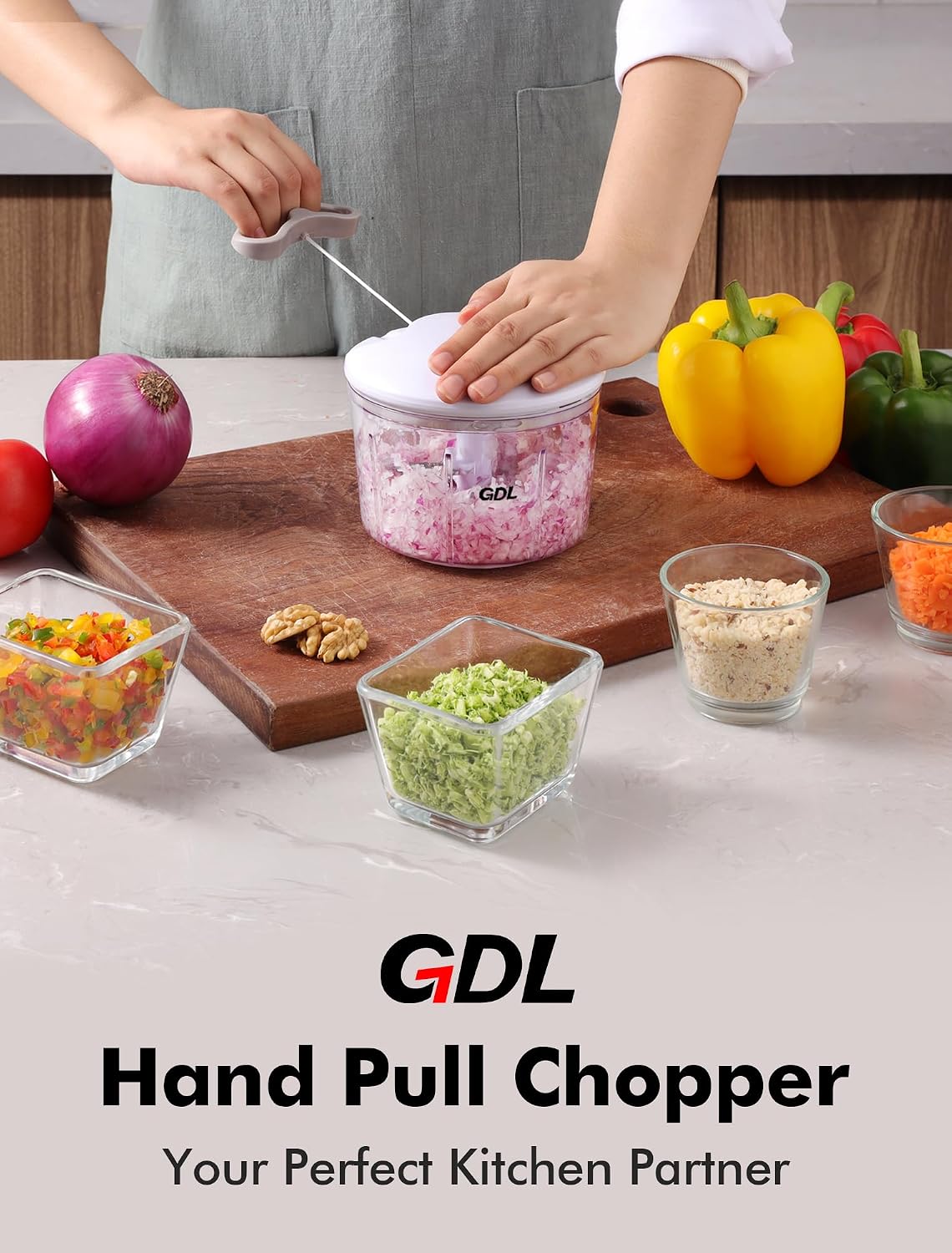 Food Chopper, Vegetable Chopper, Pull String Onion Chopper Dicer, 800ML