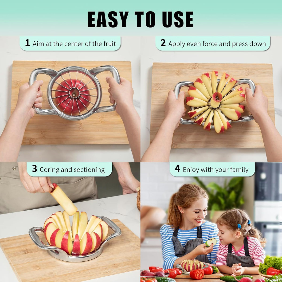 5.5 Inch Extra Large 16-Slice Apple Corer, Heavy Duty Divider Wedger Cutter