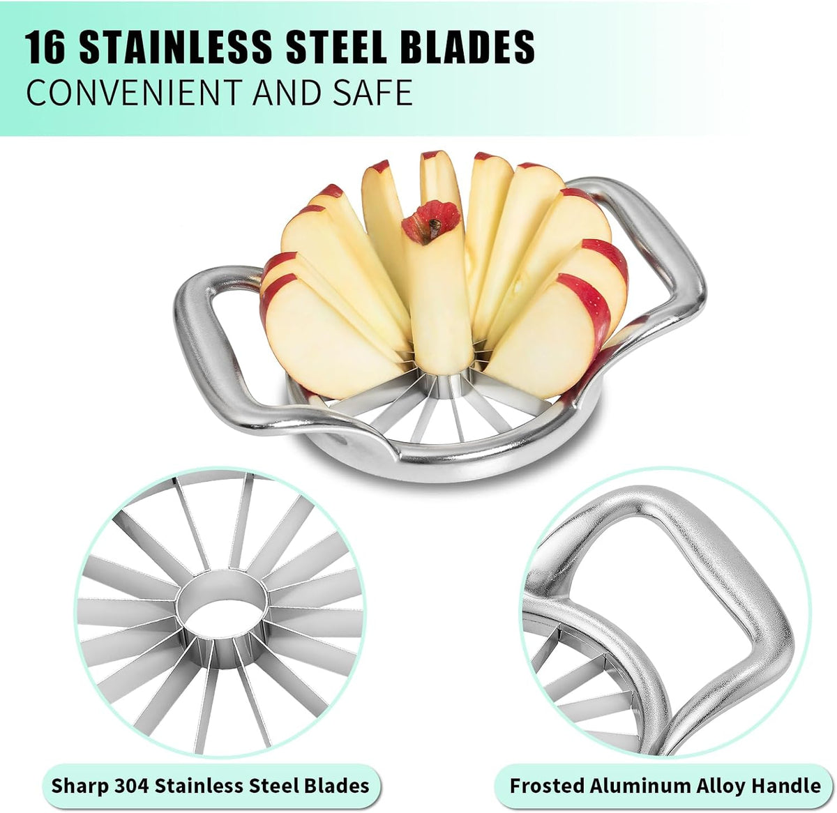 5.5 Inch Extra Large 16-Slice Apple Corer, Heavy Duty Divider Wedger Cutter