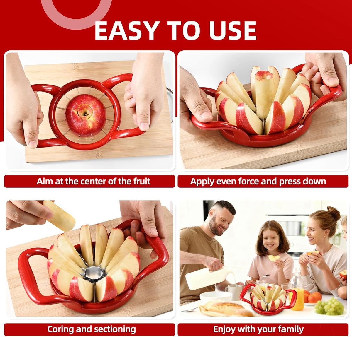5.5 Inch Extra Large 16-Slice Apple Corer, Heavy Duty Divider Wedger Cutter