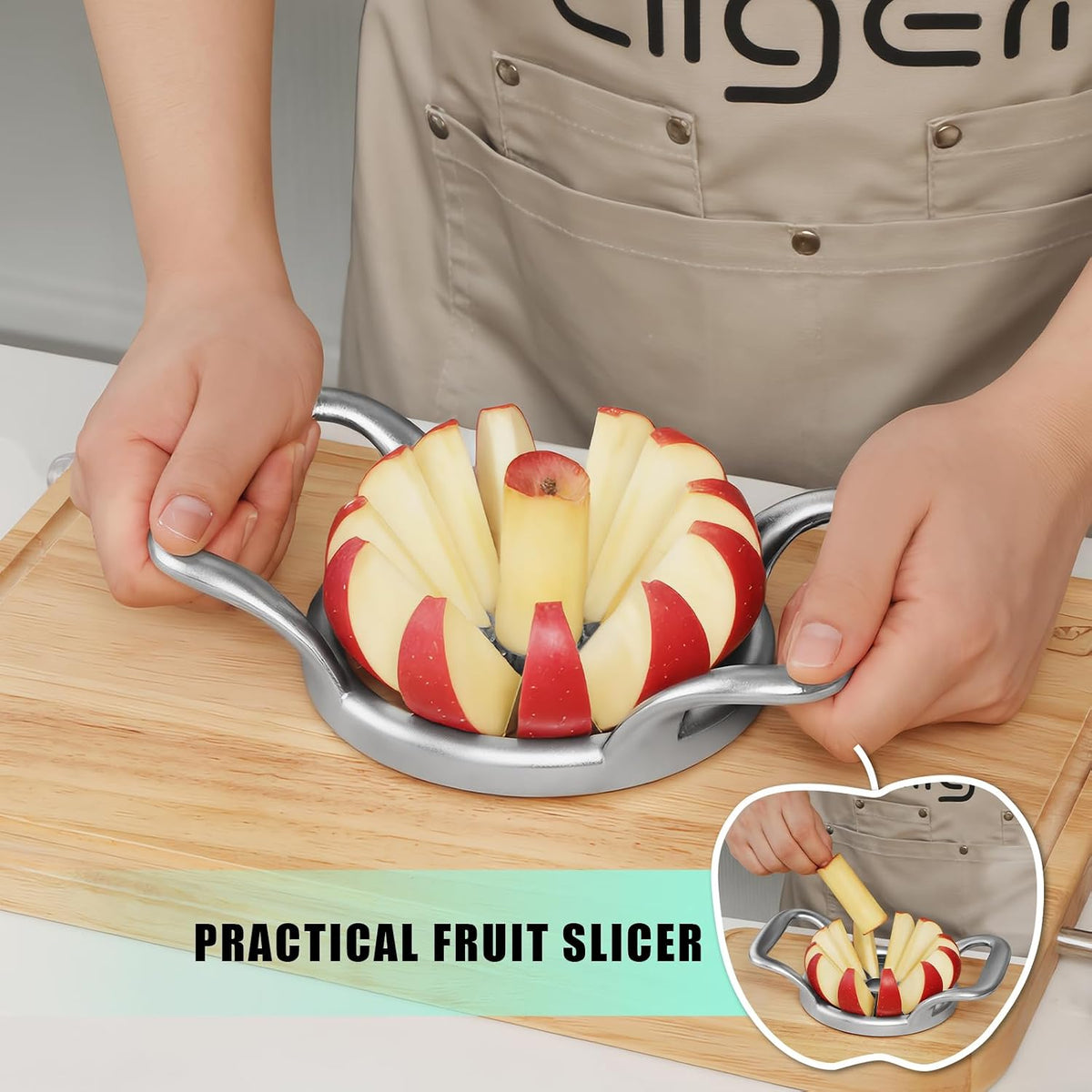 5.5 Inch Extra Large 16-Slice Apple Corer, Heavy Duty Divider Wedger Cutter