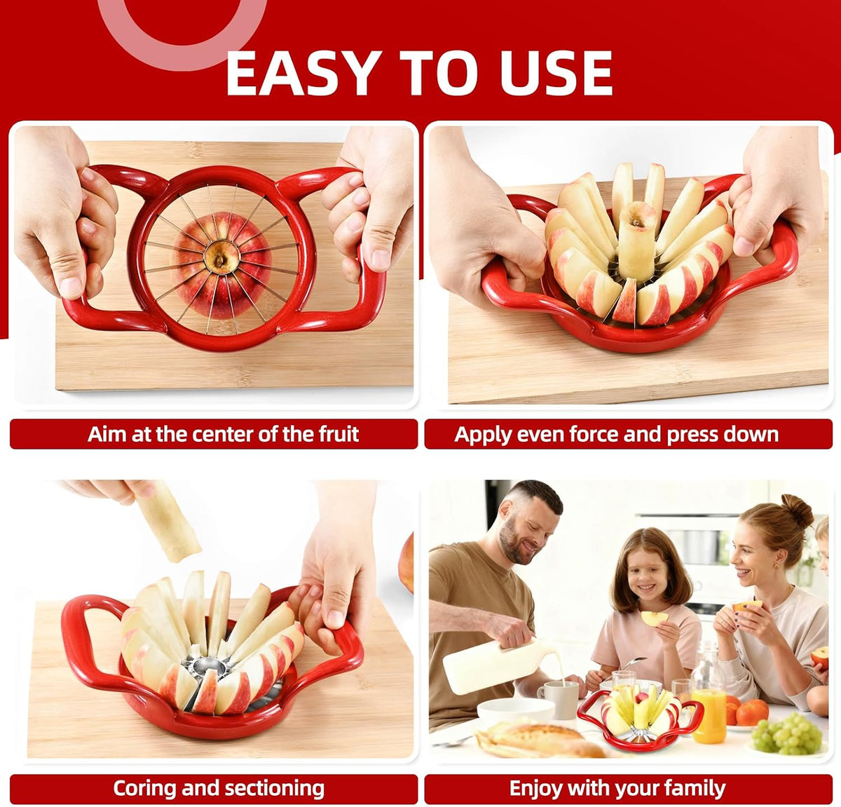 5.5 Inch Extra Large 16-Slice Apple Corer, Heavy Duty Divider Wedger Cutter