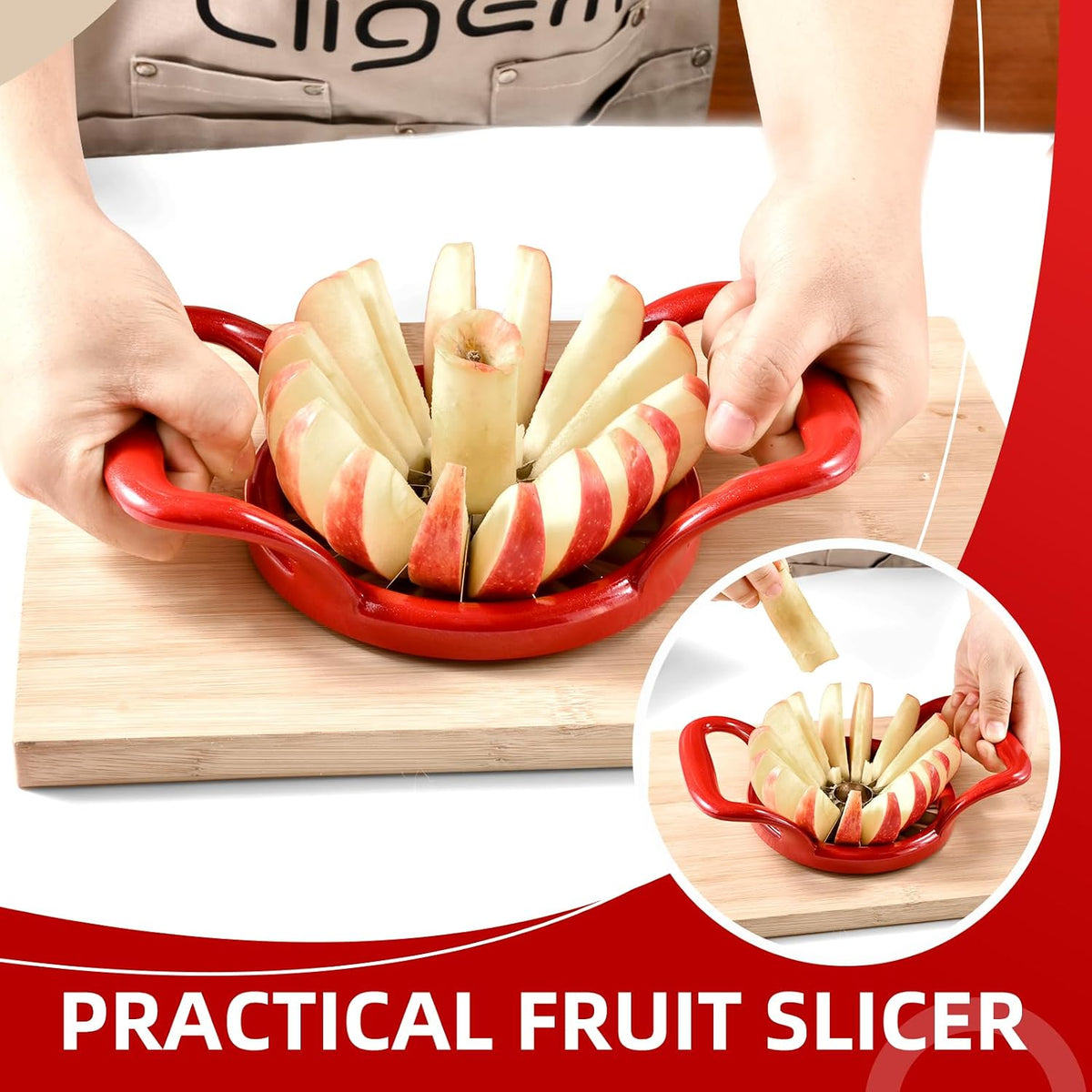 5.5 Inch Extra Large 16-Slice Apple Corer, Heavy Duty Divider Wedger Cutter