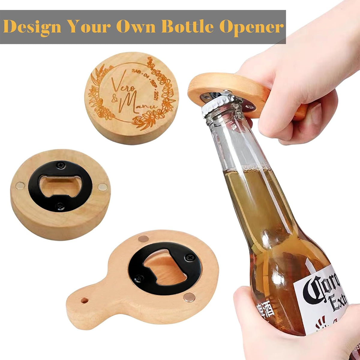 Bottle Opener Insert - Stainless Steel Inserts Kit with Screws Screwdriver for DIY Resin Mould Kit Hardware Parts Supply（black)
