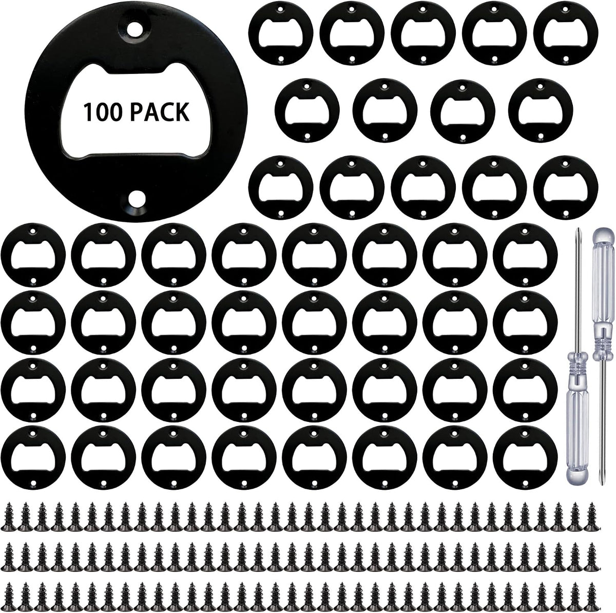 Bottle Opener Insert - Stainless Steel Inserts Kit with Screws Screwdriver for DIY Resin Mould Kit Hardware Parts Supply（black)