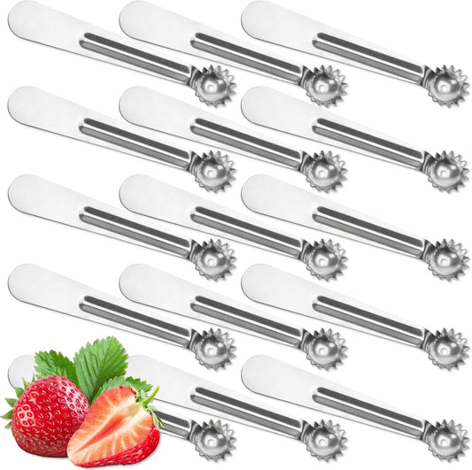 15 Pcs Silver Strawberry Hullers Set Stainless Steel | Tomato Corer, Fruit Vegetable Coring Tools, Kitchen Essentials, Suitable for Fruits and Vegetables