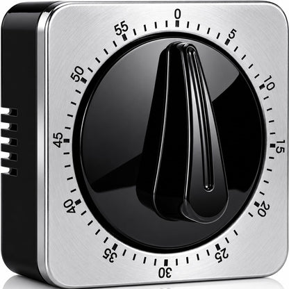 Kitchen Timers for Cooking, Chef Cooking Timer Clock with Loud Alarm - 100% Mechanical Desk Timer - No Batteries Required - Magnetic Backing, Exquisite Stainless Steel Body - Countdown Reminder