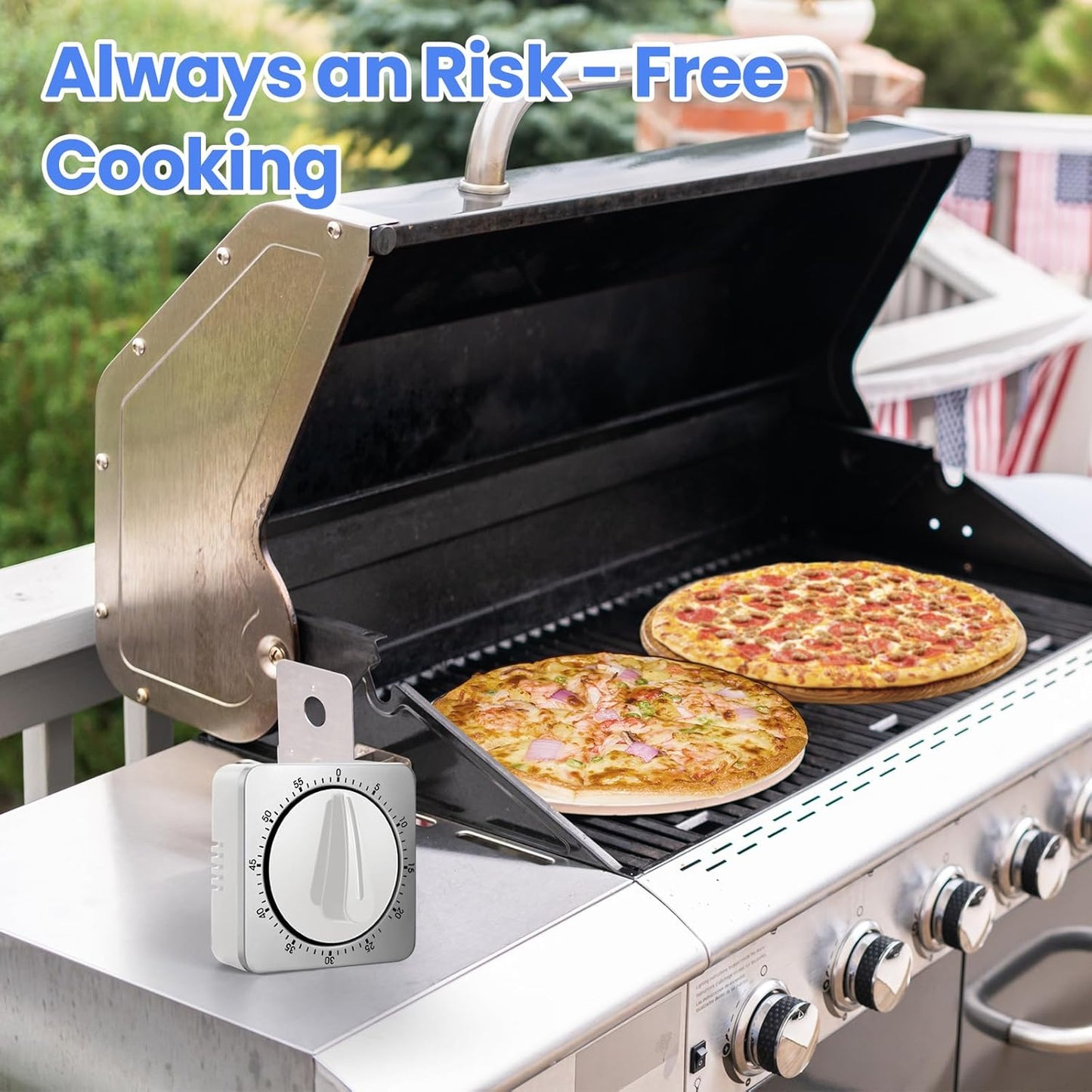Kitchen Timers for Cooking, Chef Cooking Timer Clock with Loud Alarm - 100% Mechanical Desk Timer - No Batteries Required - Magnetic Backing, Exquisite Stainless Steel Body - Countdown Reminder