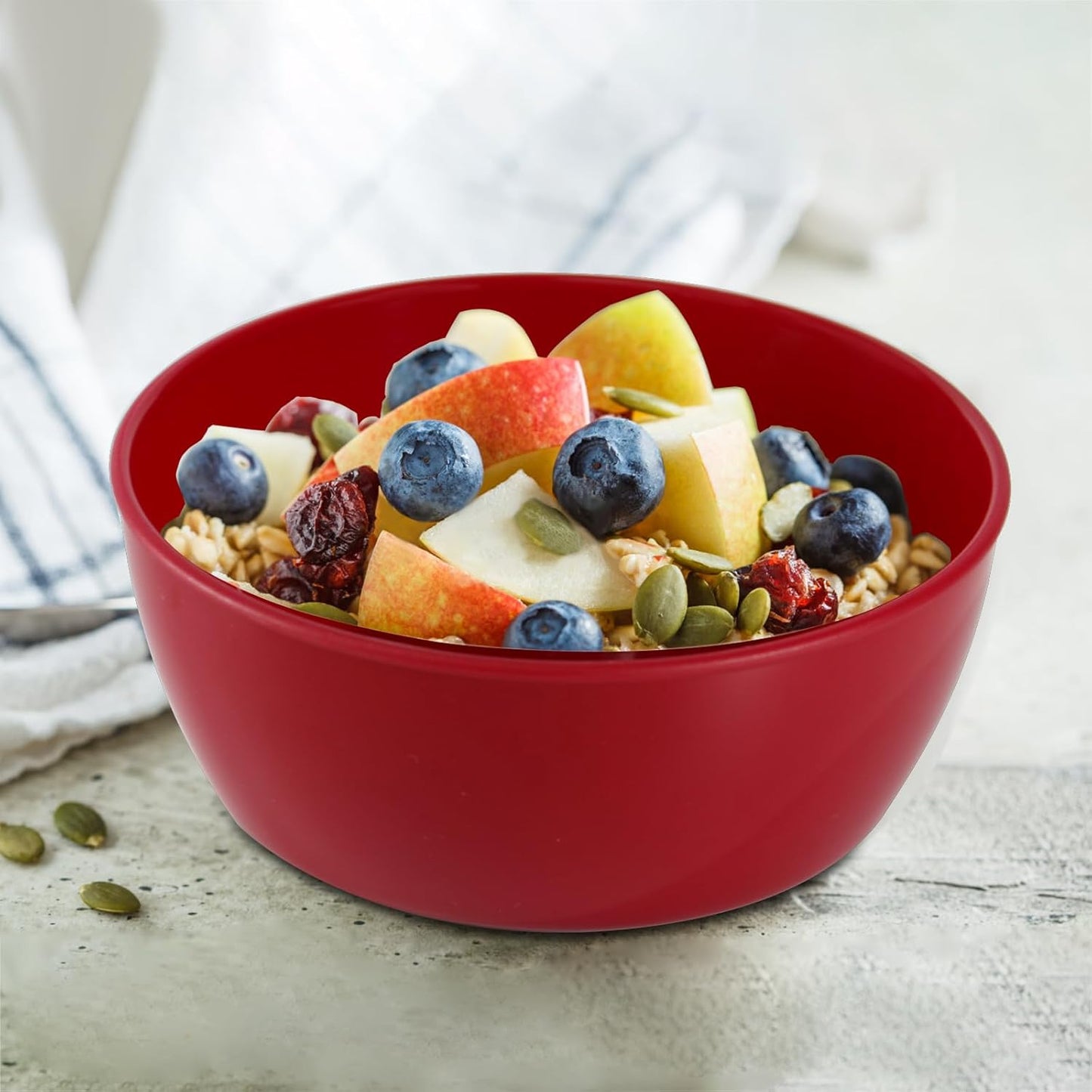 4-Piece Classic Plastic Bowls with Lids, – 8/16/24/32oz Nesting Plastic Small Mixing Bowl Set for Mixing, Baking, Prepping, Cooking and Serving Food, Microwave and Dishwasher Safe