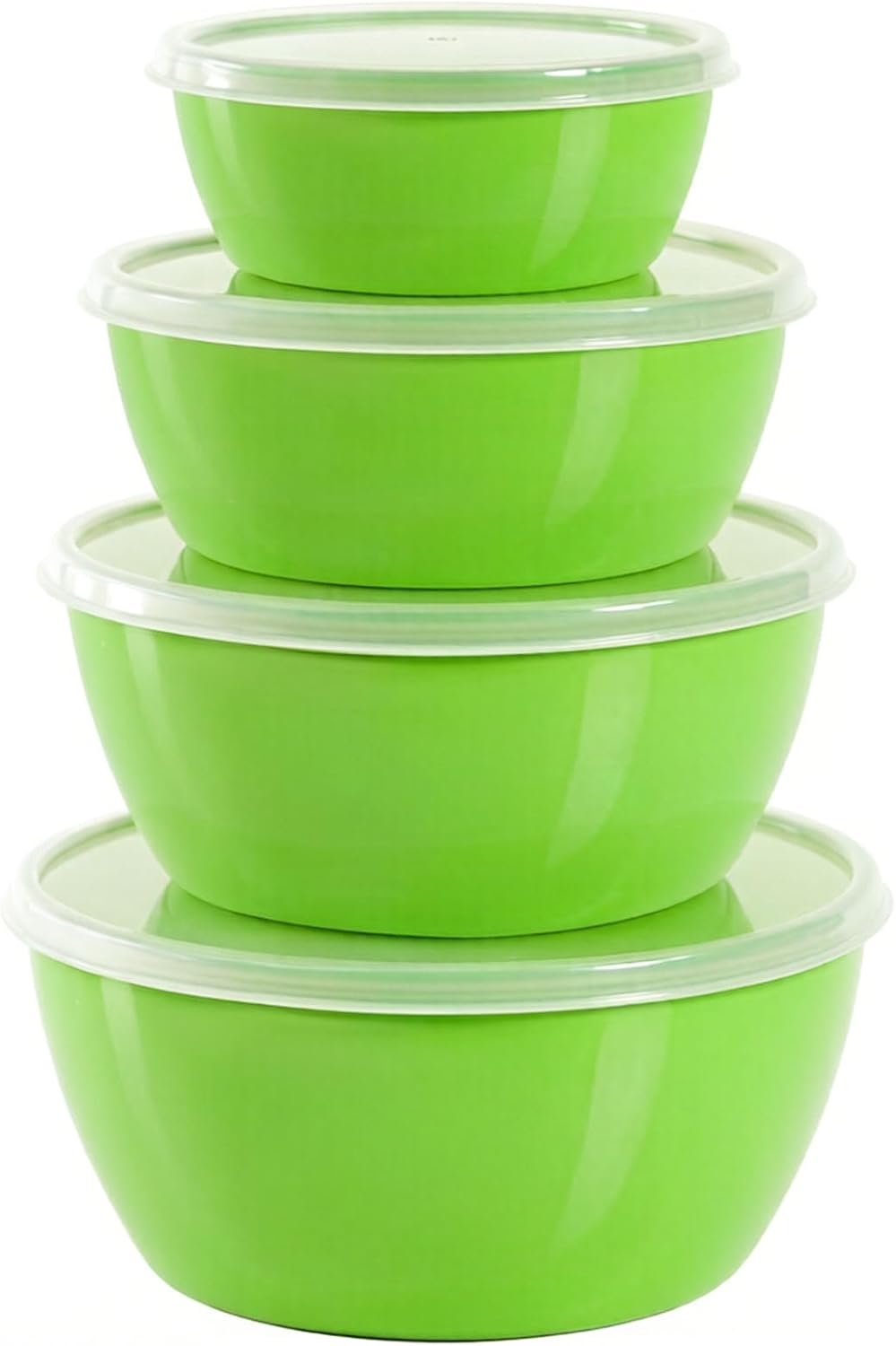 4-Piece Classic Plastic Bowls with Lids, – 8/16/24/32oz Nesting Plastic Small Mixing Bowl Set for Mixing, Baking, Prepping, Cooking and Serving Food, Microwave and Dishwasher Safe
