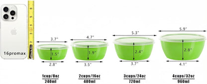 4-Piece Classic Plastic Bowls with Lids, – 8/16/24/32oz Nesting Plastic Small Mixing Bowl Set for Mixing, Baking, Prepping, Cooking and Serving Food, Microwave and Dishwasher Safe