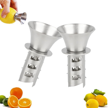 18/8 Stainless Steel Manual Lemon Juicer Squeezer, Easy Squeeze Small Hand Juicer and Reamer, Hand Citrus Juicer and Lemon Pourer, Screw Limes squeezer, Dishwasher Safe, Pack of 2