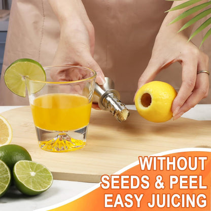 18/8 Stainless Steel Manual Lemon Juicer Squeezer, Easy Squeeze Small Hand Juicer and Reamer, Hand Citrus Juicer and Lemon Pourer, Screw Limes squeezer, Dishwasher Safe, Pack of 2