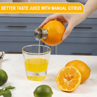 18/8 Stainless Steel Manual Lemon Juicer Squeezer, Easy Squeeze Small Hand Juicer and Reamer, Hand Citrus Juicer and Lemon Pourer, Screw Limes squeezer, Dishwasher Safe, Pack of 2