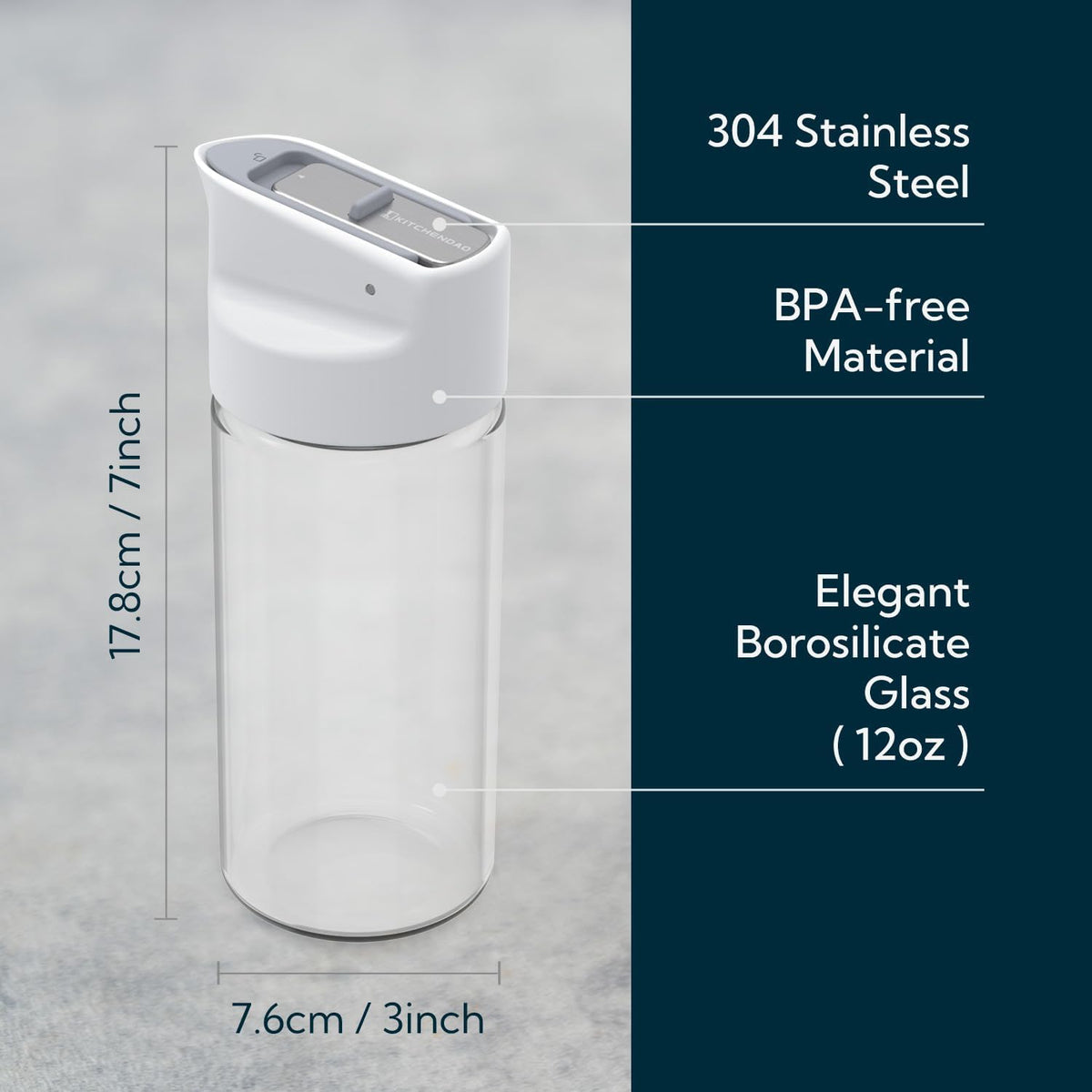 Glass Salad Dressing Shaker Bottle with Fresh-Keeping Lock Mechanism, Drip-free Spout, 12 oz Homemade Oil and Vinegar Salad Dressing Container Mixer Dispenser, Dishwasher Safe