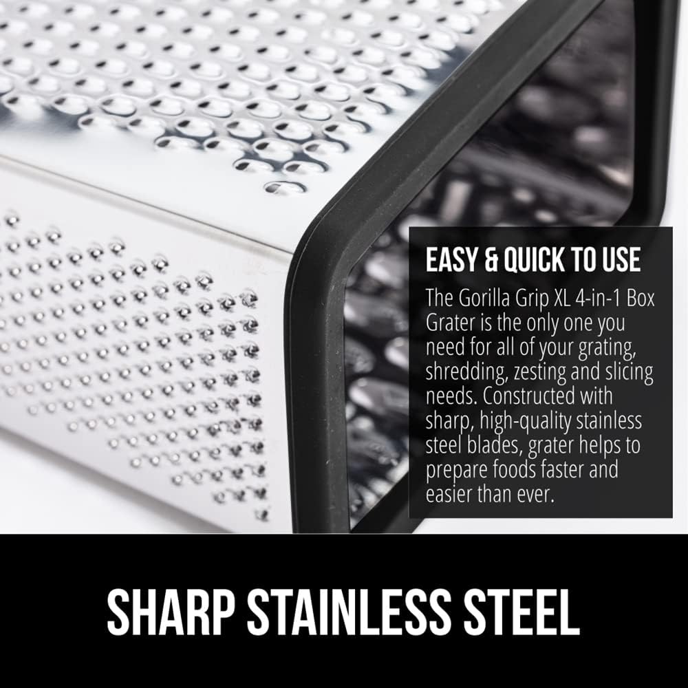® XL 4-Sided Stainless Steel BPA-Free Cheese Grater, Black