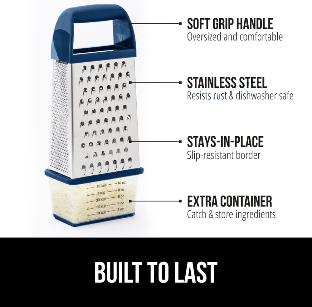 ® XL 4-Sided Stainless Steel BPA-Free Cheese Grater, Black