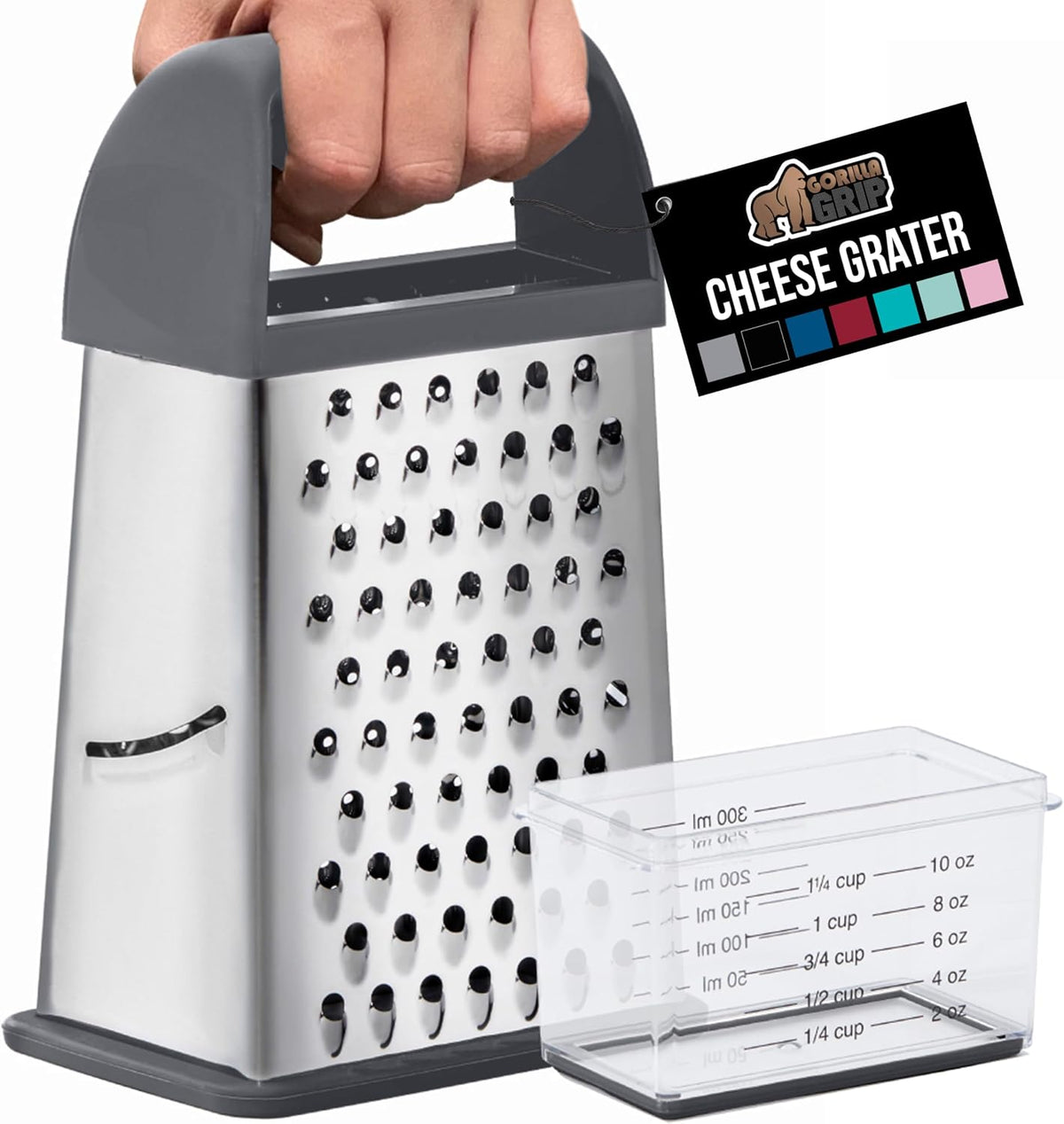 ® XL 4-Sided Stainless Steel BPA-Free Cheese Grater, Black