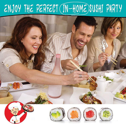 Sushi Making Kit, 22 in 1 Sushi Roller Sushi Maker Kit with Bamboo Sushi Rolling Mats, Bazooka, Chef's Knife, Chopsticks, Sauce Dishes, Rice Spreader, Avocado Slicer, Guide Book
