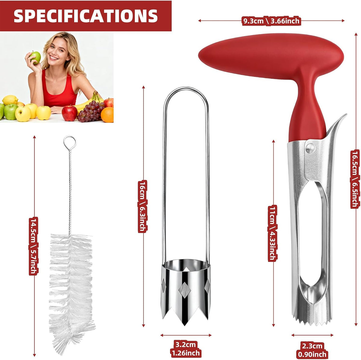 2 Pcs Fruits and Vegetables Corer, Stainless Steel Core Remover Tool
