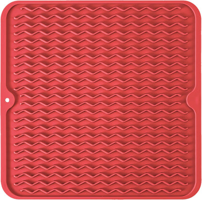 Large 17" x 14" Silicone Dish Drying Mat for Kitchen Counter, Easy clean, Quick Dry, Heat-resistant Dish Drainer Mat for Sink,Refrigerator or Drawer liner (Food Grade Silicone-Black)