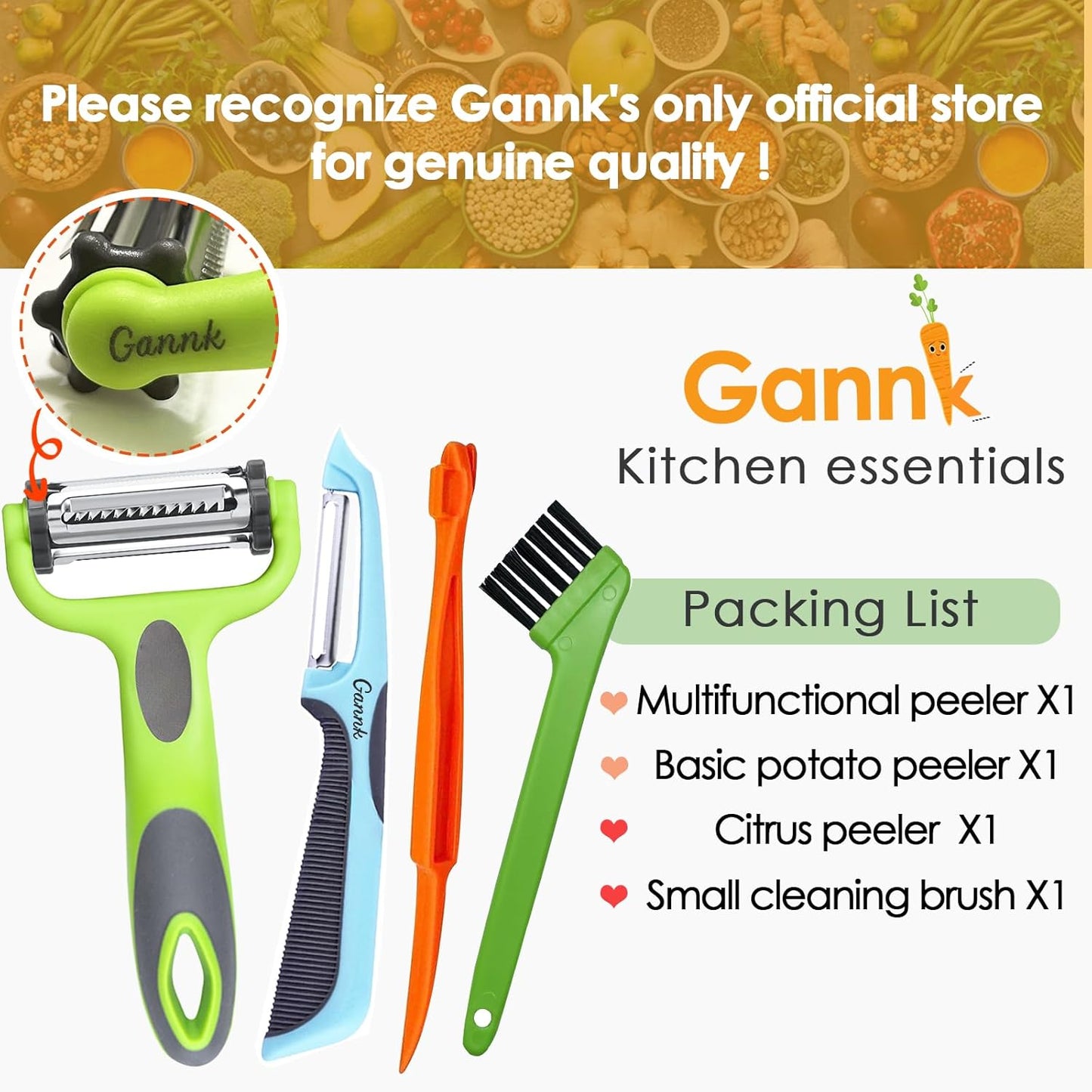 Potato Apple Vegetable Peelers for Kitchen, I and Y Peelers for Fruit Veggie Potatoes Carrot Cucumber, 3 in 1 Blade Spin Design With Julienne Multifunctional