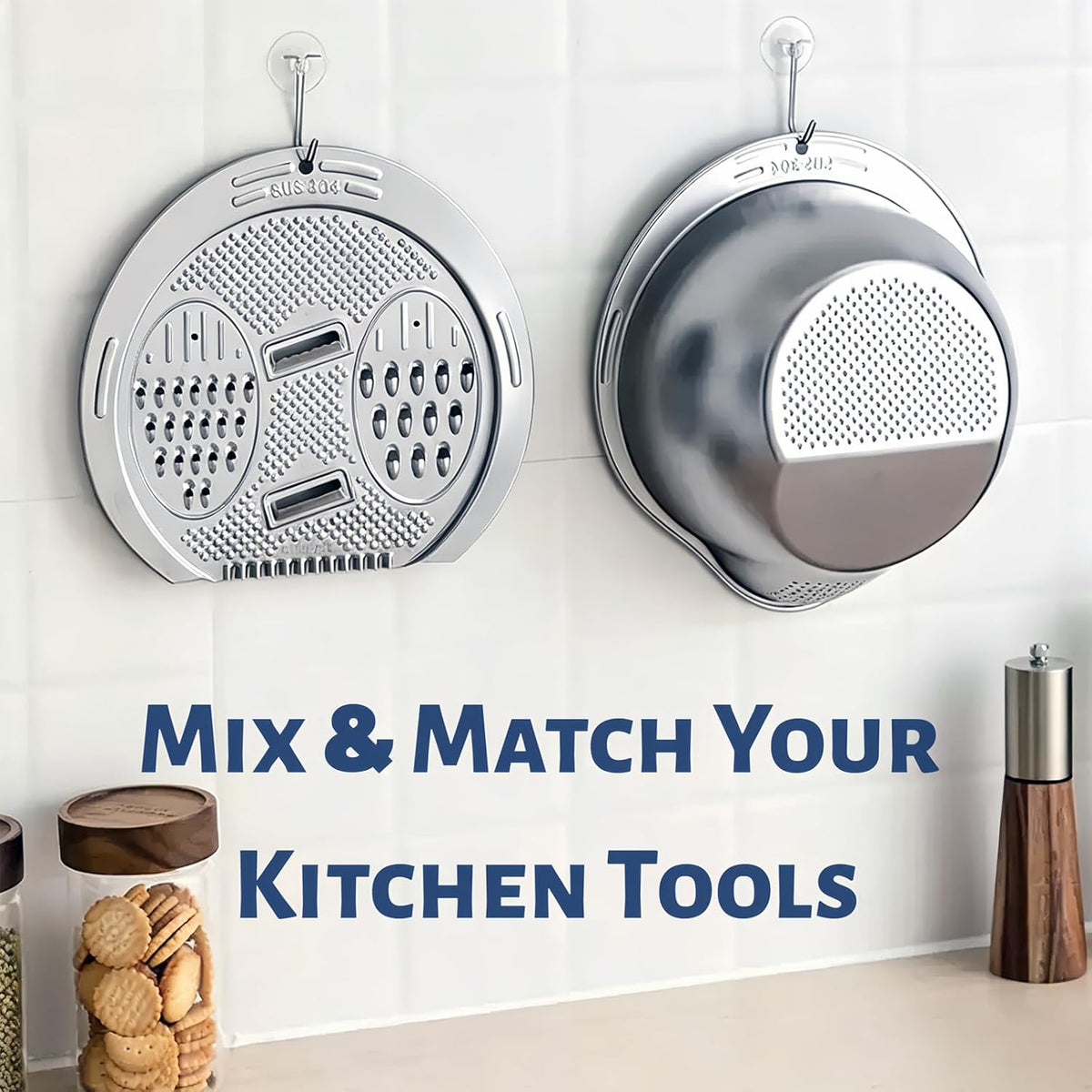 DOPMEP Rice Washer Strainer Bowl Stainless Steel Colander with Side Drainer | Ideal for Soaking, Washing, Cleaning, and Rinsing Rice, Fruits, Vegetables & Beans, Versatile Kitchen Tool