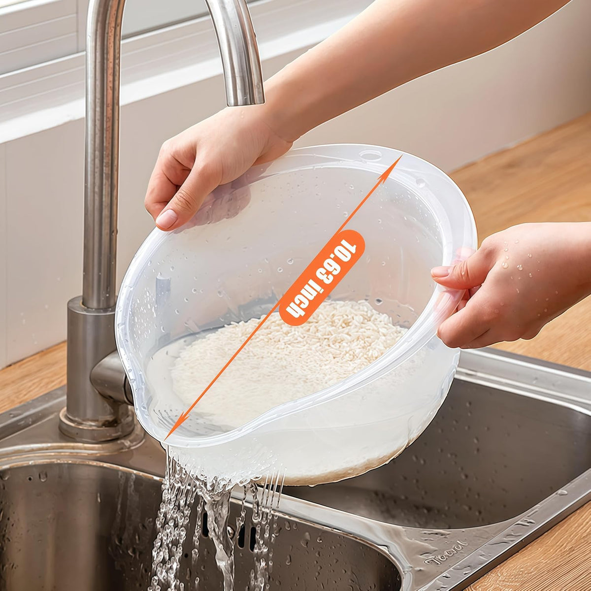 DOPMEP Rice Washer Strainer Bowl Stainless Steel Colander with Side Drainer | Ideal for Soaking, Washing, Cleaning, and Rinsing Rice, Fruits, Vegetables & Beans, Versatile Kitchen Tool