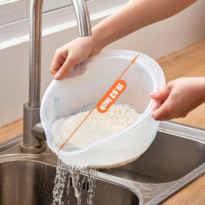 DOPMEP Rice Washer Strainer Bowl Stainless Steel Colander with Side Drainer | Ideal for Soaking, Washing, Cleaning, and Rinsing Rice, Fruits, Vegetables & Beans, Versatile Kitchen Tool