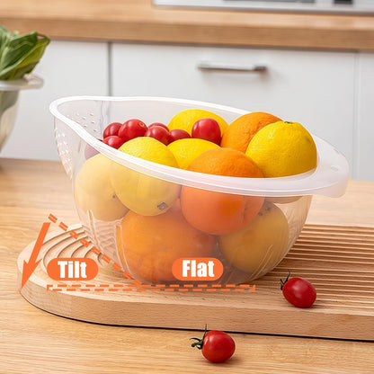 DOPMEP Rice Washer Strainer Bowl Stainless Steel Colander with Side Drainer | Ideal for Soaking, Washing, Cleaning, and Rinsing Rice, Fruits, Vegetables & Beans, Versatile Kitchen Tool