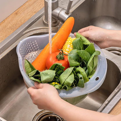 DOPMEP Rice Washer Strainer Bowl Stainless Steel Colander with Side Drainer | Ideal for Soaking, Washing, Cleaning, and Rinsing Rice, Fruits, Vegetables & Beans, Versatile Kitchen Tool