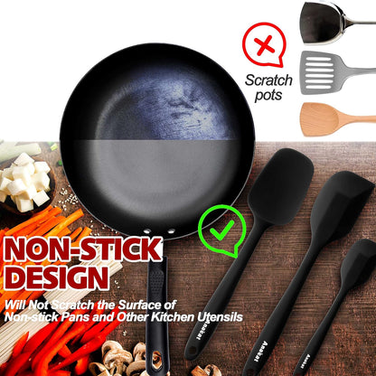 Silicone Spatula Set of 5 - Seamless One-Pieces Design, Non-Stick Rubber Spatulas Kitchen Scraper Flexible for Easy Baking, Cooking, Scraping & Mixing, Heat Resistant & Dishwasher Safe