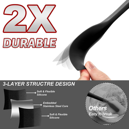 Silicone Spatula Set of 5 - Seamless One-Pieces Design, Non-Stick Rubber Spatulas Kitchen Scraper Flexible for Easy Baking, Cooking, Scraping & Mixing, Heat Resistant & Dishwasher Safe
