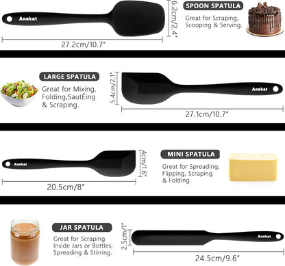 Silicone Spatula Set of 5 - Seamless One-Pieces Design, Non-Stick Rubber Spatulas Kitchen Scraper Flexible for Easy Baking, Cooking, Scraping & Mixing, Heat Resistant & Dishwasher Safe