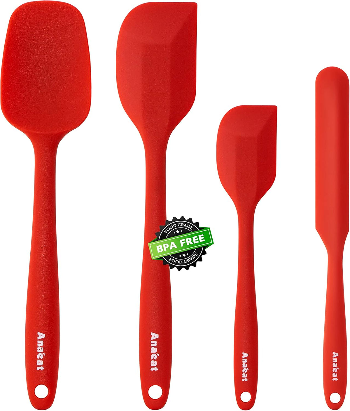 Silicone Spatula Set of 5 - Seamless One-Pieces Design, Non-Stick Rubber Spatulas Kitchen Scraper Flexible for Easy Baking, Cooking, Scraping & Mixing, Heat Resistant & Dishwasher Safe