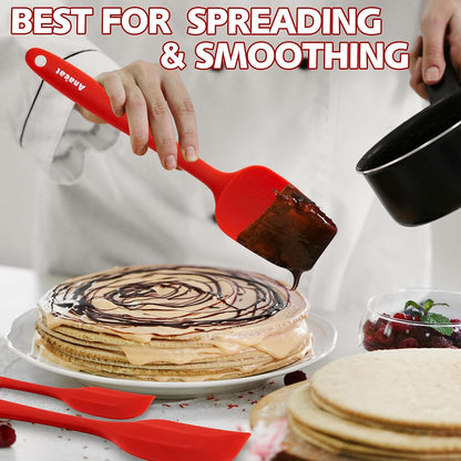Silicone Spatula Set of 5 - Seamless One-Pieces Design, Non-Stick Rubber Spatulas Kitchen Scraper Flexible for Easy Baking, Cooking, Scraping & Mixing, Heat Resistant & Dishwasher Safe