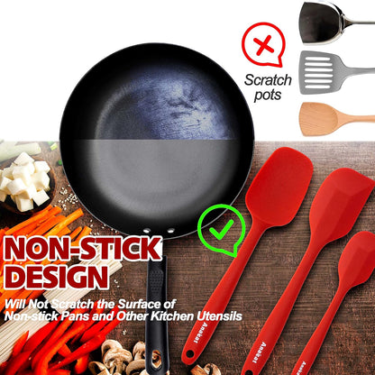Silicone Spatula Set of 5 - Seamless One-Pieces Design, Non-Stick Rubber Spatulas Kitchen Scraper Flexible for Easy Baking, Cooking, Scraping & Mixing, Heat Resistant & Dishwasher Safe