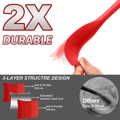 Silicone Spatula Set of 5 - Seamless One-Pieces Design, Non-Stick Rubber Spatulas Kitchen Scraper Flexible for Easy Baking, Cooking, Scraping & Mixing, Heat Resistant & Dishwasher Safe
