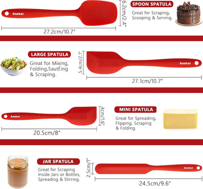 Silicone Spatula Set of 5 - Seamless One-Pieces Design, Non-Stick Rubber Spatulas Kitchen Scraper Flexible for Easy Baking, Cooking, Scraping & Mixing, Heat Resistant & Dishwasher Safe