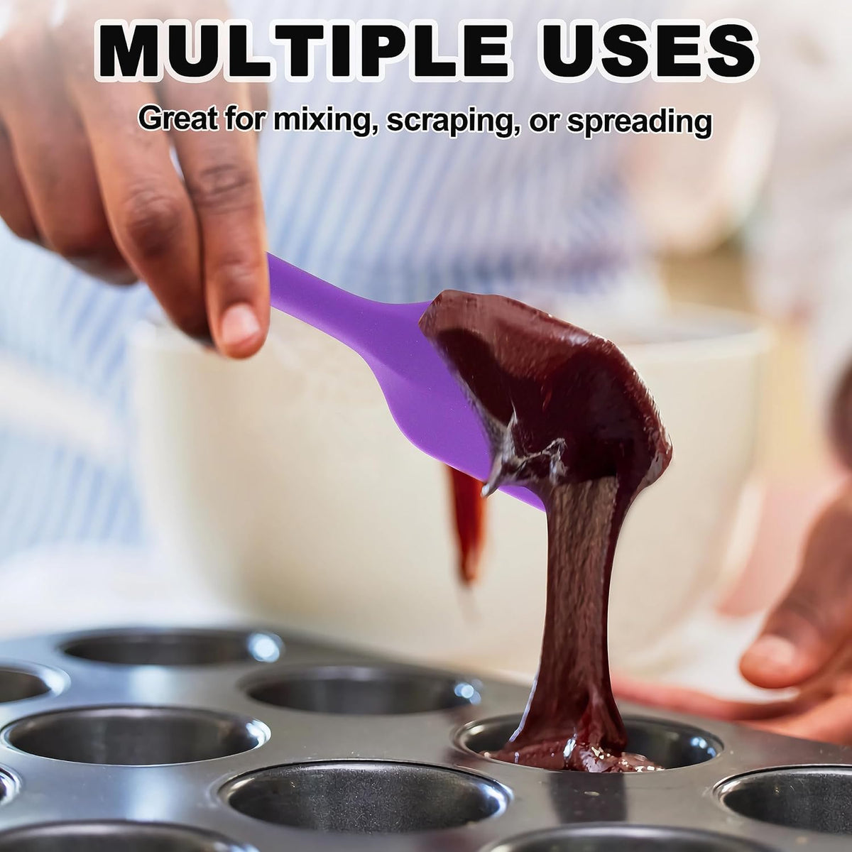 Silicone Spatula Set of 5 - Seamless One-Pieces Design, Non-Stick Rubber Spatulas Kitchen Scraper Flexible for Easy Baking, Cooking, Scraping & Mixing, Heat Resistant & Dishwasher Safe