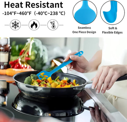 Silicone Spatula Set of 5 - Seamless One-Pieces Design, Non-Stick Rubber Spatulas Kitchen Scraper Flexible for Easy Baking, Cooking, Scraping & Mixing, Heat Resistant & Dishwasher Safe