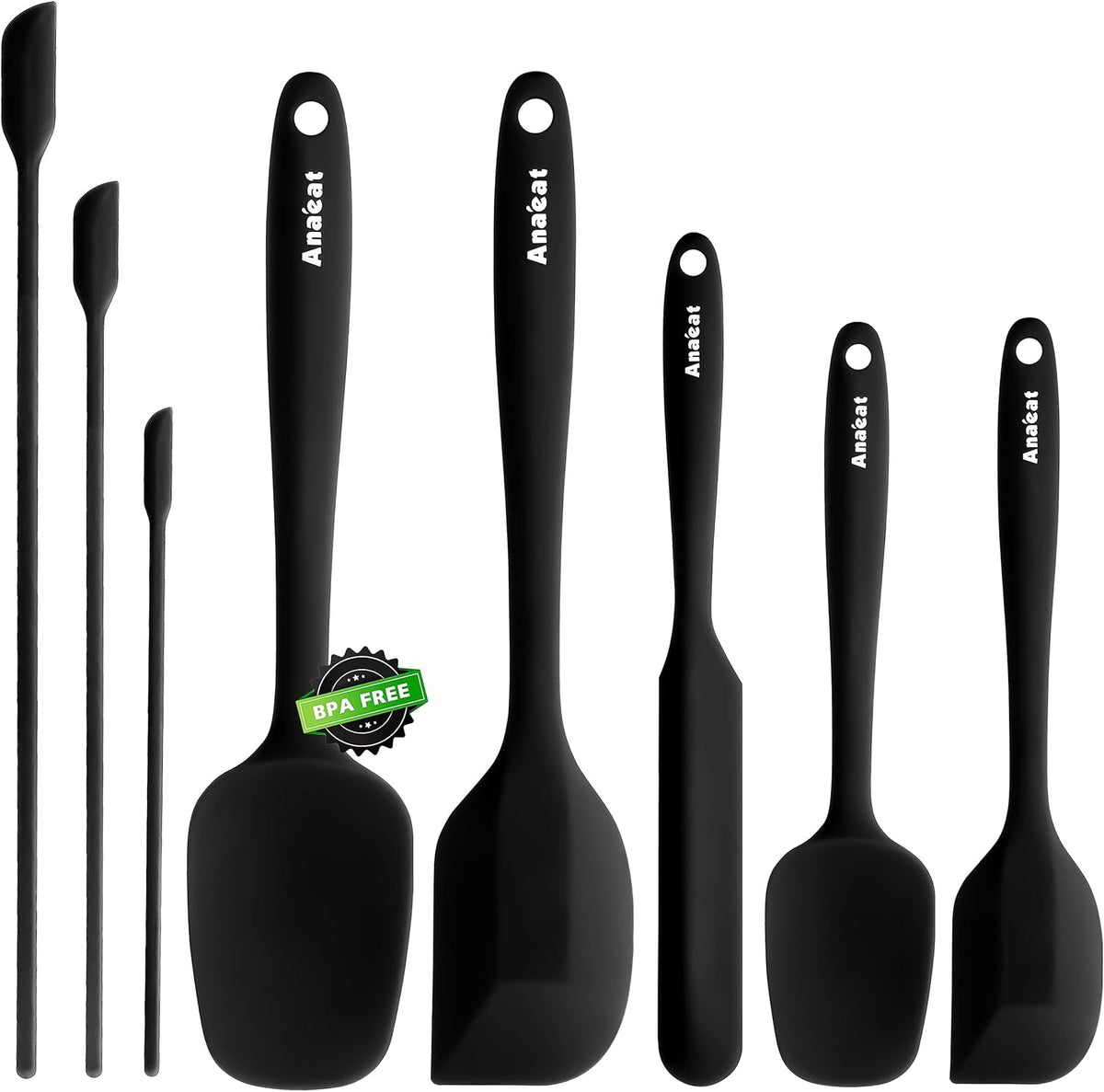 Silicone Spatula Set of 5 - Seamless One-Pieces Design, Non-Stick Rubber Spatulas Kitchen Scraper Flexible for Easy Baking, Cooking, Scraping & Mixing, Heat Resistant & Dishwasher Safe