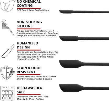 Silicone Spatula Set of 5 - Seamless One-Pieces Design, Non-Stick Rubber Spatulas Kitchen Scraper Flexible for Easy Baking, Cooking, Scraping & Mixing, Heat Resistant & Dishwasher Safe